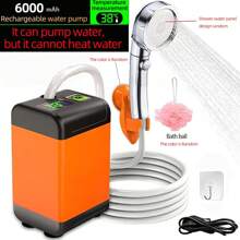 Outdoor Simple Shower Water Pump Rechargeable Portable Shower Camping Shower God - 6000 Temperature Measurable Water Pump + Three-stop Shower - View 8