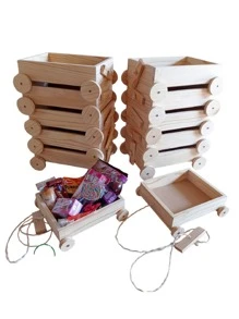 Wooden Cart Tray 25x20x5 Children's Day - Beige - View 1