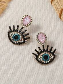 Rhinestone Eye Decor Earrings - Multicolor - View 6