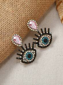Rhinestone Eye Decor Earrings - Multicolor - View 7