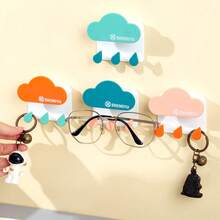 2个云朵和水滴挂钩，浴室免钻，强力承重粘性挂袋，钥匙配件，无痕粘性挂钩，浴室门厅，卧室，衣柜挂钩 - 彩色 - 查看 5