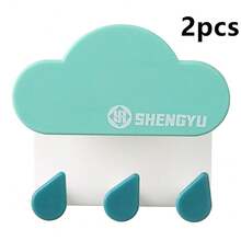 2个云朵和水滴挂钩，浴室免钻，强力承重粘性挂袋，钥匙配件，无痕粘性挂钩，浴室门厅，卧室，衣柜挂钩 - 彩色 - 查看 12