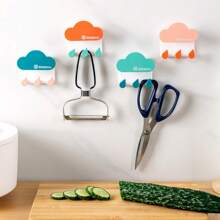 2个云朵和水滴挂钩，浴室免钻，强力承重粘性挂袋，钥匙配件，无痕粘性挂钩，浴室门厅，卧室，衣柜挂钩 - 彩色 - 查看 6