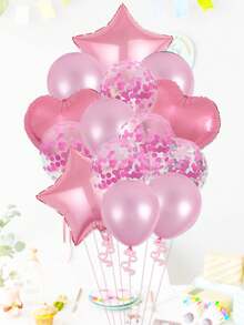 14pcs 18" Star & Heart Foil Balloons, 12" Transparent Sequins Latex Balloons, Suitable For Wedding/Birthday Party Decorations, Ramadan, Ramadan Decor, Eid Mubarak - Multicolor - View 8