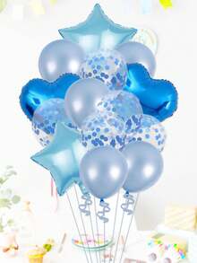 14pcs 18" Star & Heart Foil Balloons, 12" Transparent Sequins Latex Balloons, Suitable For Wedding/Birthday Party Decorations, Ramadan, Ramadan Decor, Eid Mubarak - Multicolor - View 4