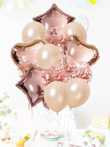 14pcs 18" Star & Heart Foil Balloons, 12" Transparent Sequins Latex Balloons, Suitable For Wedding/Birthday Party Decorations, Ramadan, Ramadan Decor, Eid Mubarak - Multicolor - View 6