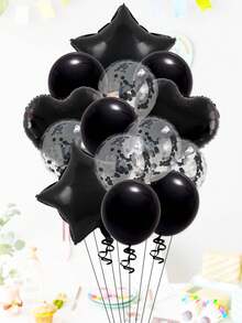 14pcs 18" Star & Heart Foil Balloons, 12" Transparent Sequins Latex Balloons, Suitable For Wedding/Birthday Party Decorations, Ramadan, Ramadan Decor, Eid Mubarak - Multicolor - View 9