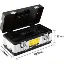 ToolBox Storage 17 Inch Heavy Duty Stainless Steel Portable Toolbox With Metal Dual Latch Removable Tray Storage Case 2 Lid Organisers For Small Parts For Tools - 17 Inch - View 3