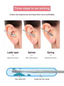 6pcs/Set Stainless Steel Ear Wax Removal Tool Kit, Ear Cleaner, Ear Picks, Ear Cleaning Set, Ear Curette, Stainless Steel Ear Cleaning Tools,Bag,Organizer,Storage - Ear Cleaning Tool Six-piece Set - View 4