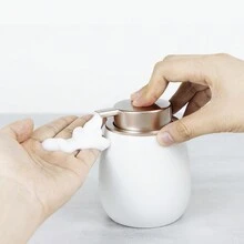 1个400毫升陶瓷手动按压式皂液器 - 宽口可重复灌装台面瓶，适用于洗手液、洗发水、润肤露 - 高品质，适用于浴室、厨房和酒店，无需用电 - 彩色 - 查看 4