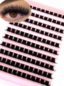 8-16mm D-Curl Fluffy 3D Segmented False Eyelashes DIY Natural Individual Lashes Makeup Tools, Soft & Natural, Easy To Use Lash Clusters, Individual Lashes - Black - View 3