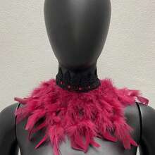 1pc Feather Necklace Collar, Steampunk Party Festival Gothic Collar Shawl, Carnival Accessory, Valentine's Day Costume - Hpwb - View 19