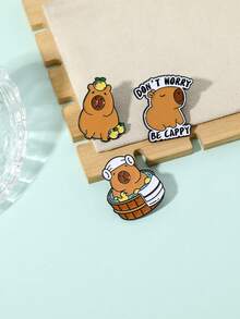 1PC Zinc Alloy Animal Brooch Cute Style Capybara Children Daily With Alphabet Badges - Multicolor - View 7