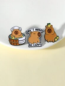 1PC Zinc Alloy Animal Brooch Cute Style Capybara Children Daily With Alphabet Badges - Multicolor - View 5