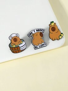 1PC Zinc Alloy Animal Brooch Cute Style Capybara Children Daily With Alphabet Badges - Multicolor - View 2