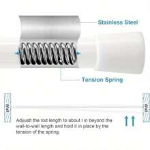 Curtain Poles, Extendable Curtain Poles, 140-260cm Net Curtain Rod, Shower Curtain Pole, Extendable No Drill Adjustable Tension Rod Telescopic Voile Tension Pole Shower Rail Curtain Pole - 140-260cm - View 6