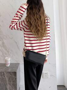 Alicedudu Women Classic Stripe Casual Cardigan, Autumn & Winter - Red - View 2