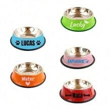 1pc Personalized Dog Bowls Dog Bowls For Medium Large Dogs Stainless Steel Cat Food Bowl Custom Name Water Bowl Non-Slip At The Bottom