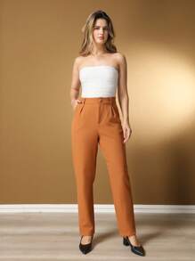 Women's Pants/Tailored Pants/Basic Pants/Elegant Pants/Skinny Pants/Blogger Pants/Fashion Pants - 卡其色 - 查看 7