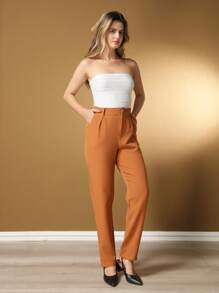 Women's Pants/Tailored Pants/Basic Pants/Elegant Pants/Skinny Pants/Blogger Pants/Fashion Pants - 卡其色 - 查看 6