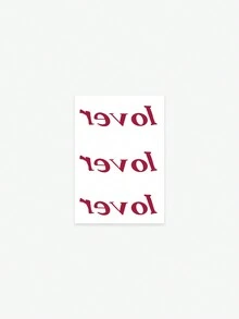 1 件防水临时纹身贴纸，简单情侣字母设计，适合新潮时尚人士 - 玫紅色 - 查看 4