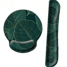 2 件装键盘腕托支架人体工学鼠标垫桌面记忆海绵键盘套装鼠标垫带腕托适用于电脑键盘黑花 - 多款花色 - 查看 14