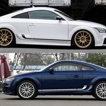 2 件汽车侧车身创意贴纸车门乙烯基贴花赛车条纹改装配件适用于奥迪 TT 8N MK1 MK2 8J 轿跑车 MK3 8S 跑车 TFSI