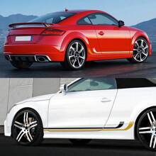 2 件汽车侧车身创意贴纸车门乙烯基贴花赛车条纹改装配件适用于奥迪 TT 8N MK1 MK2 8J 轿跑车 MK3 8S 跑车 TFSI