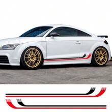 2 件汽车侧车身创意贴纸车门乙烯基贴花赛车条纹改装配件适用于奥迪 TT 8N MK1 MK2 8J 轿跑车 MK3 8S 跑车 TFSI