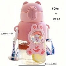 1 件 600 毫升/20.29 盎司塑料水瓶，夏季吸管杯，运动、健身、户外旅行、返校用品便携式水瓶水瓶刷 - 綠色 - 查看 3