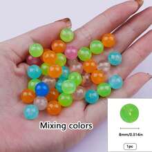 50~100 hạt tròn rời phát sáng pha trộn Acrylic phát sáng trong bóng tối hạt nhấp nháy để làm đồ trang sức vòng đeo tay - Nhiều màu - Xem 9