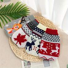 1 pezzo Maglione nuovo per animali domestici per autunno/inverno, Maglione natalizio per gatti, Pullover lavorato a maglia per Barboncino/Corgi (La taglia è piccola, si consiglia di ordinare una taglia in più) - Multicolore - Visualizzare 6