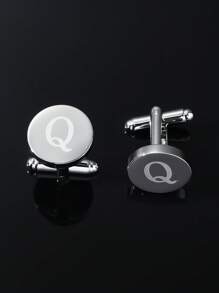 1 paire Boutons De Manchette De Simple Et À La Mode Pour Homme laser 26 Alphabet Anglais