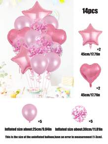 14pcs 18" Star & Heart Foil Balloons, 12" Transparent Sequins Latex Balloons, Suitable For Wedding/Birthday Party Decorations, Ramadan, Ramadan Decor, Eid Mubarak - Multicolor - View 13