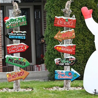 10 PIEZAS Decoraciones de árbol de Navidad, Carteles de señalización navideños, Tarjetas de adorno de papel para colgar, Decoraciones navideñas para interiores y exteriores (Productos de papel)