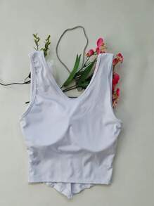 Cropped Corset V-Neck Corset With Padded Cups Summer Launch - trắng - Xem 2