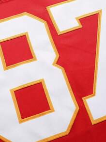 Boyfriend Style Men's Embroidery American Football Jersey 87 Red Casual Short Sleeve V-Neck T-Shirts Party Sports Top