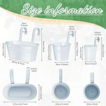 9-Piece Set Of 3 Sizes Balcony Flower Pots, Metal Iron Hanging Flower Pots, Railing Flower Pots, Oval Circular Hanging Bucket Pots With Detachable Hooks, Suitable For Indoor And Outdoor Garden Balcony Fence Wall Decoration (White) - Nhiều màu - Xem 2