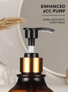 2 件 500 毫升 16 盎司优雅乳液分配器 - 光滑的消毒剂和液体泵 - 时尚家居和浴室配件（琥珀色透明）家居浴室装饰秋季装饰返校 - 棕色帶竹托盤 - 查看 6