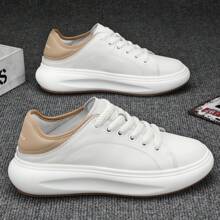 Niche Autumn Men's Shoes Breathable Thick-Soled Semi-Drag Sports Board Shoes Men's Non-Slip One-Foot Leather Casual Little White Shoes - 棕色 - 查看 4