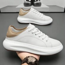 Niche Autumn Men's Shoes Breathable Thick-Soled Semi-Drag Sports Board Shoes Men's Non-Slip One-Foot Leather Casual Little White Shoes - 棕色 - 查看 1