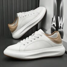 Niche Autumn Men's Shoes Breathable Thick-Soled Semi-Drag Sports Board Shoes Men's Non-Slip One-Foot Leather Casual Little White Shoes - 棕色 - 查看 3