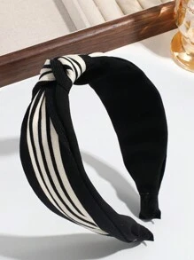 1 Stück elegantes, einfaches, breites, geknotetes gestreiftes Haarband in Braun für den täglichen Gebrauch, Haarband, Haarreifen, Haarschmuck für Frauen