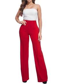 Women's High Waist Dress Pants Trouser - 紅色 - 查看 4