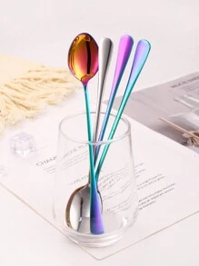 4pcs Stainless Steel Long Handle Coffee Spoons, Ice Cream Spoons, Dessert Spoons Back To School