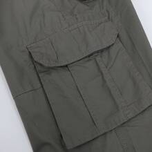 Pantalones cortos cargo para hombre, multibolsillos de algodón sólido, ajuste relajado, para uso al aire libre