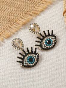 Rhinestone Eye Decor Earrings - Multicolor - View 13