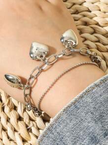 yijiangbeiting 男士交叉和珠子墜飾手環 - 銀色 - 查看 5