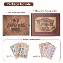 OUR ADVENTURE BOOK A Adventure Book 180 Pages Scrapbook Photo Album,Retro Style Embossed Letter Leather Cover Travel Diary Journal Scrap Book For Couples,Memory Book For Anniversary Wedding,Valentines Day Gifts
