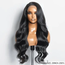 13x4 Body Wave Lace Front Wigs Human Hair 13x4 HD Transparent Lace Frontal Wig 200 Density Lace Front Wigs Human Hair Body Wave Wigs Brazilian Human Hair Pre Plucked With Baby Hair 20 Inch - Natural Black - 查看 8